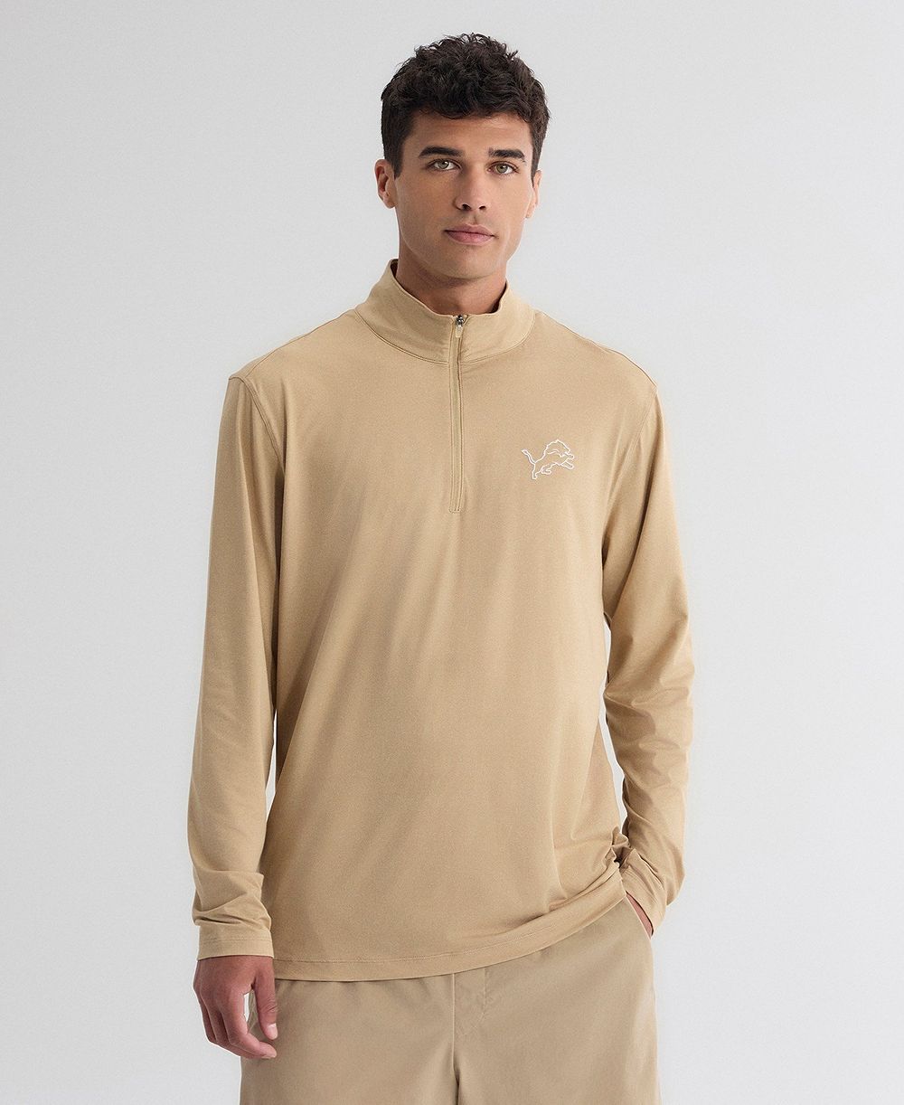 Fanatics Men's Tan Detroit Lions Clutch Quarter-Zip Pullover Sweatshirt