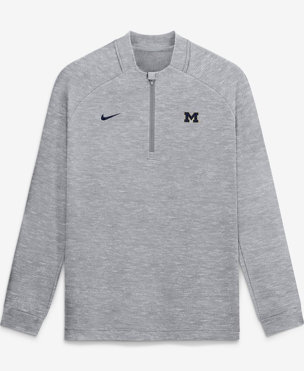 Nike Men's Gray Michigan Wolverines Par Raglan Tri-Blend Therma-FIT Half-Zip Pullover Sweatshirt