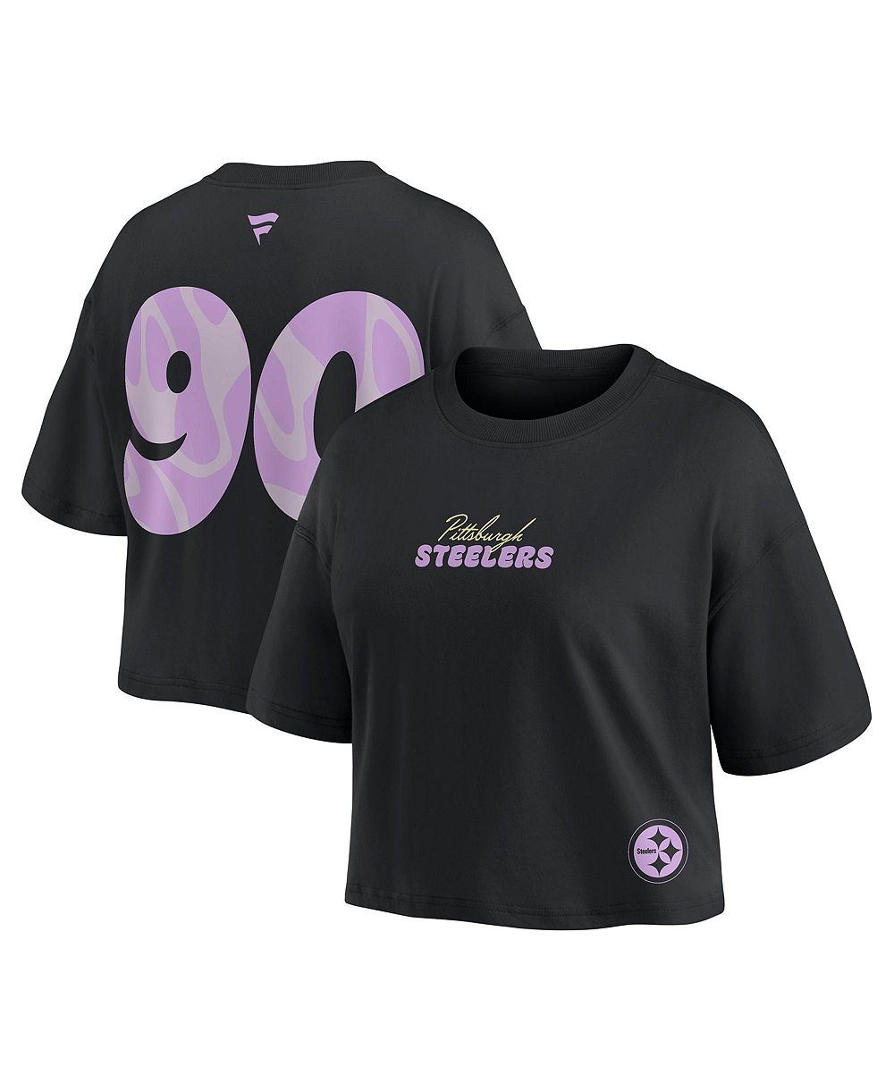 Fanatics женская черная футболка T.J. Watt Pittsburgh Steelers Fashion укороченная