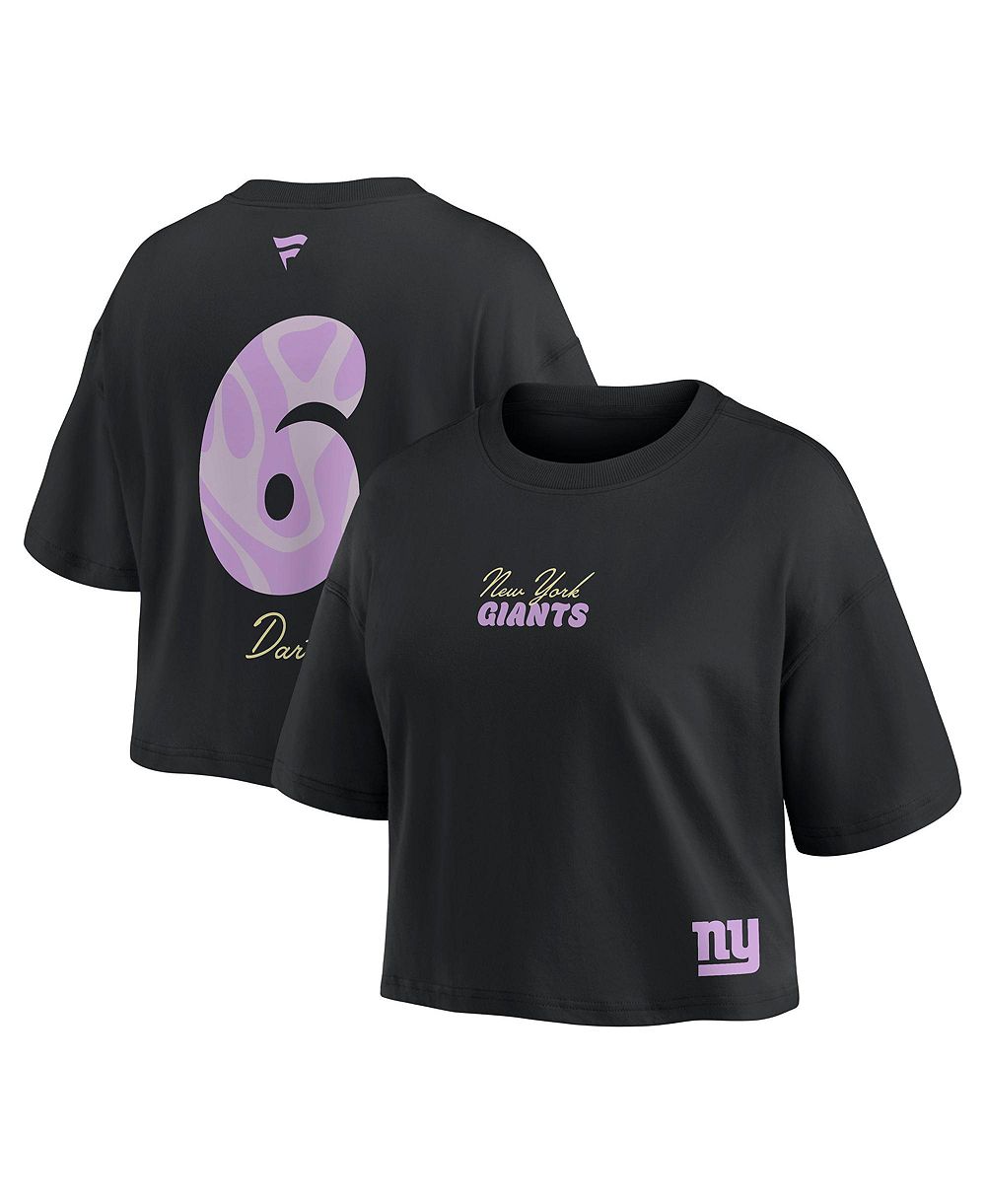 Fanatics женская укороченная футболка Jaxson Dart цвета черный с логотипом New York Giants