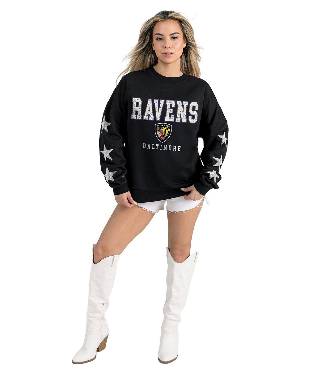 Женский свитшот Gameday Couture Black Baltimore Ravens Velocity с стразами, свободный крой