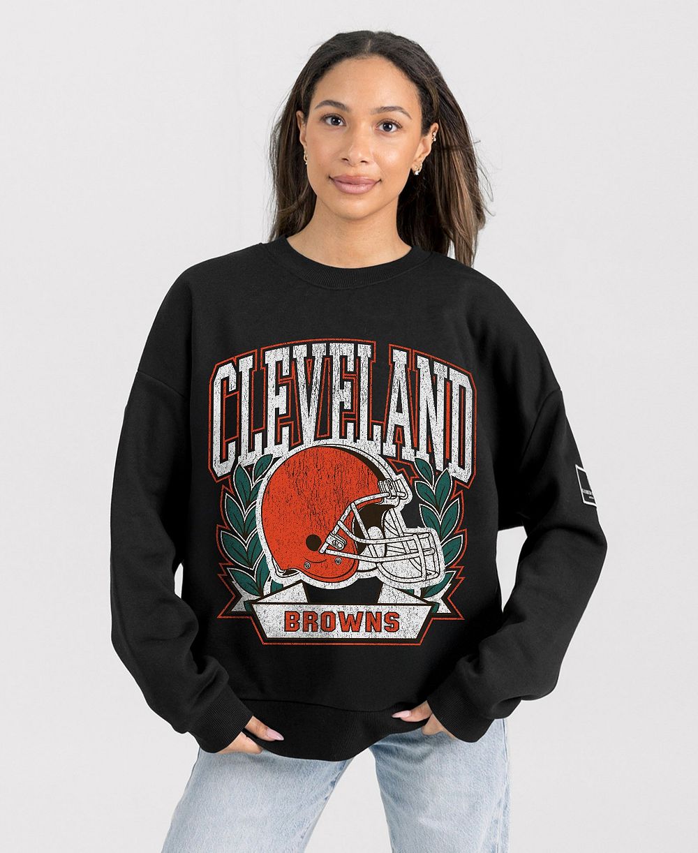 Женский свитшот Gameday Couture Black Cleveland Browns Oversized Victory Lane Black Label Premium Fleece