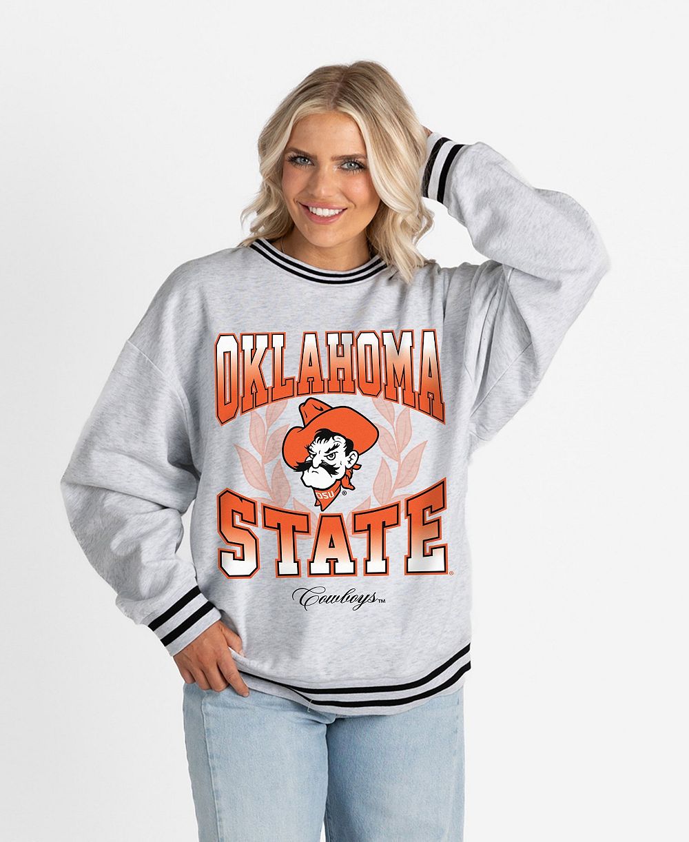 Gameday Couture Женский оверсайз свитшот Oklahoma State Cowboys Oversized Fade Route Ringer Stripe в полоску