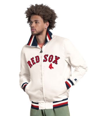 Starter Men's White Boston Red Sox The Captain Cooperstown Logo Full-Zip Varsity Jacket