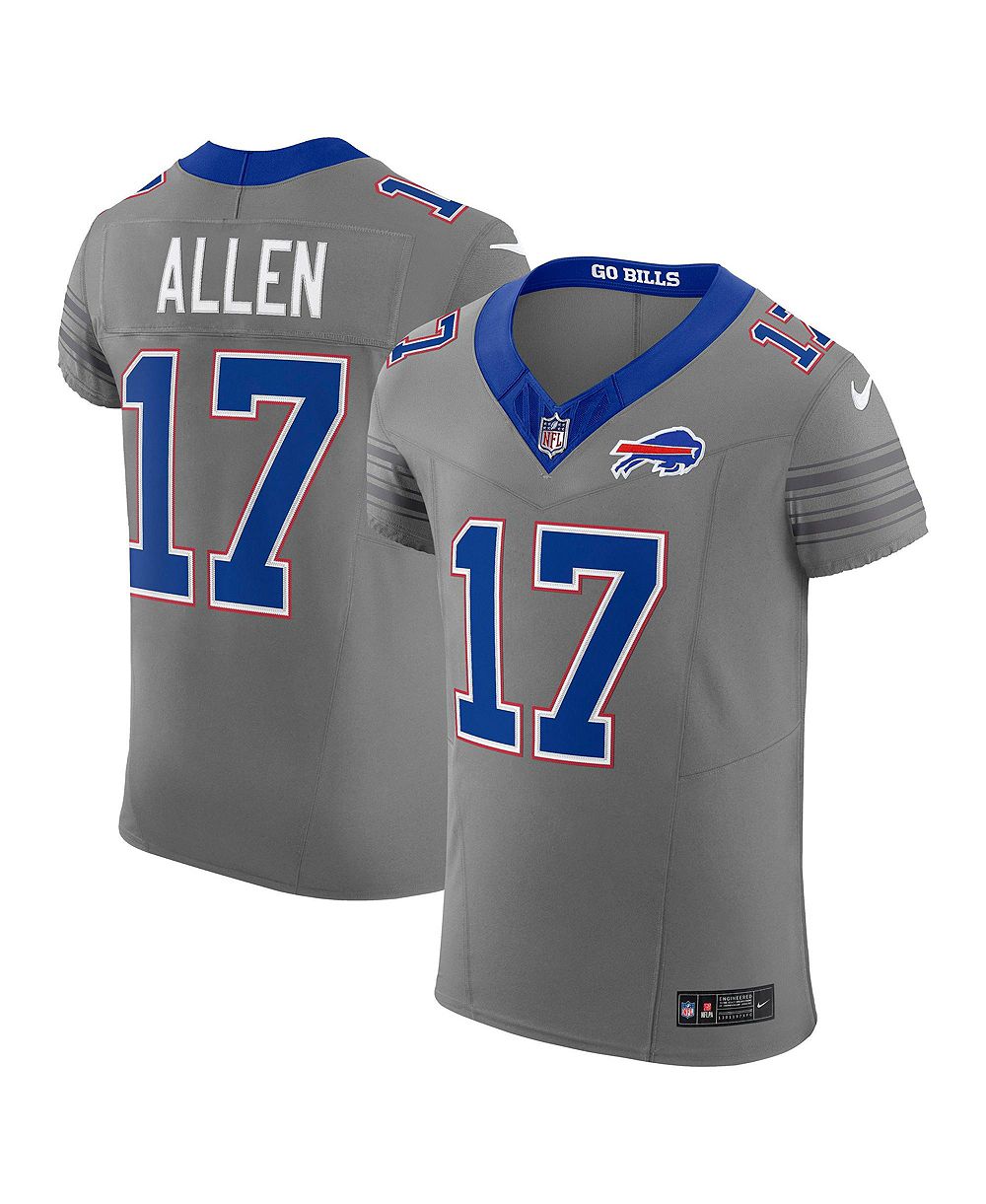 Nike мужская серая джерси Buffalo Bills Nickel City Vapor F.U.S.E. Elite с именем Josh Allen