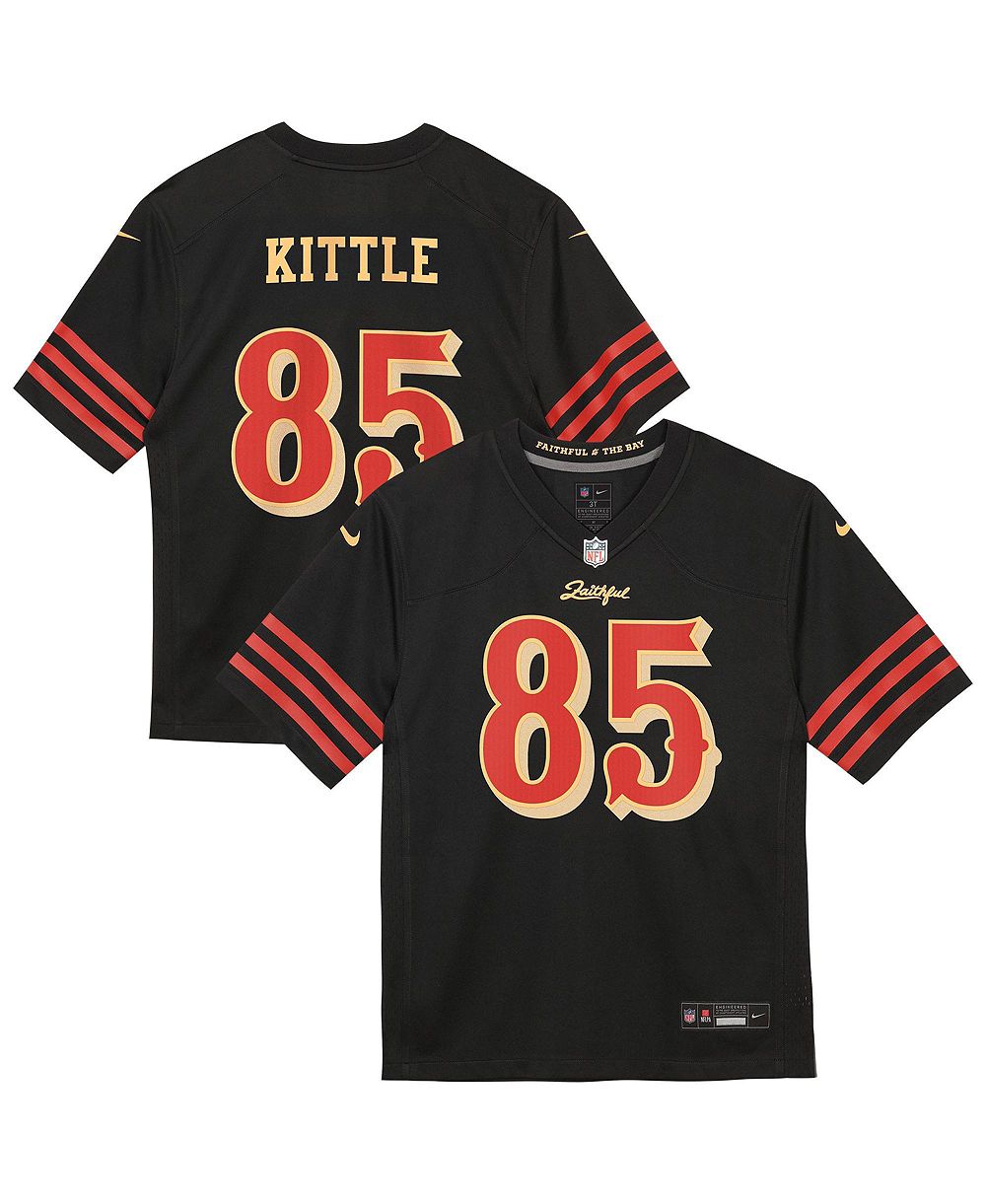 Детская игровая футболка Nike Preschool Джорджа Киттла, черная, Сан-Франциско 49ers, коллекция 2025 Rivalries