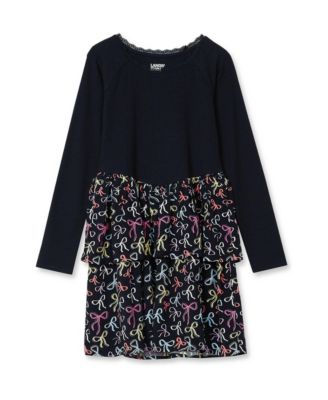 Lands' End Детское платье с длинным рукавом и многослойным подолом