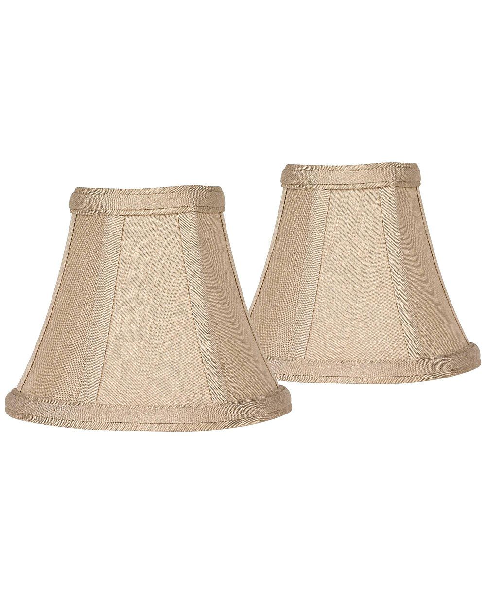 Springcrest Set of 2 Empire Lamp Shades Taupe Fabric Small 3" Top x 6" Bottom x 5" High Candelabra Clip-On Fitting