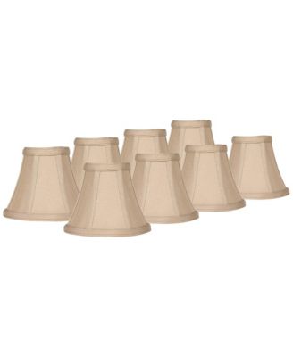 Springcrest Set of 8 Bell Lamp Shades Evaline Taupe Brown Fabric Small 3" Top x 6" Bottom x 5" High Candelabra Clip-On Fitting