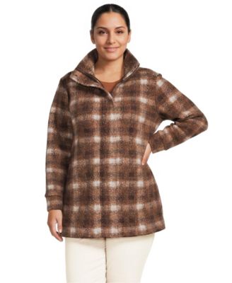 Женское плюсового размера Lands' End Plaid Boucle Fleece Coat
