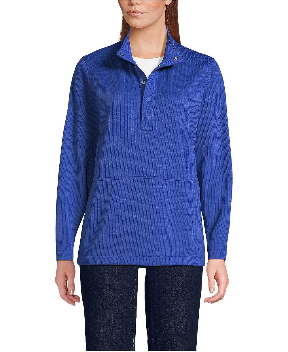 Женская рубашка Lands' End School Uniform Unisex Grid Tech Snapneck Pullover