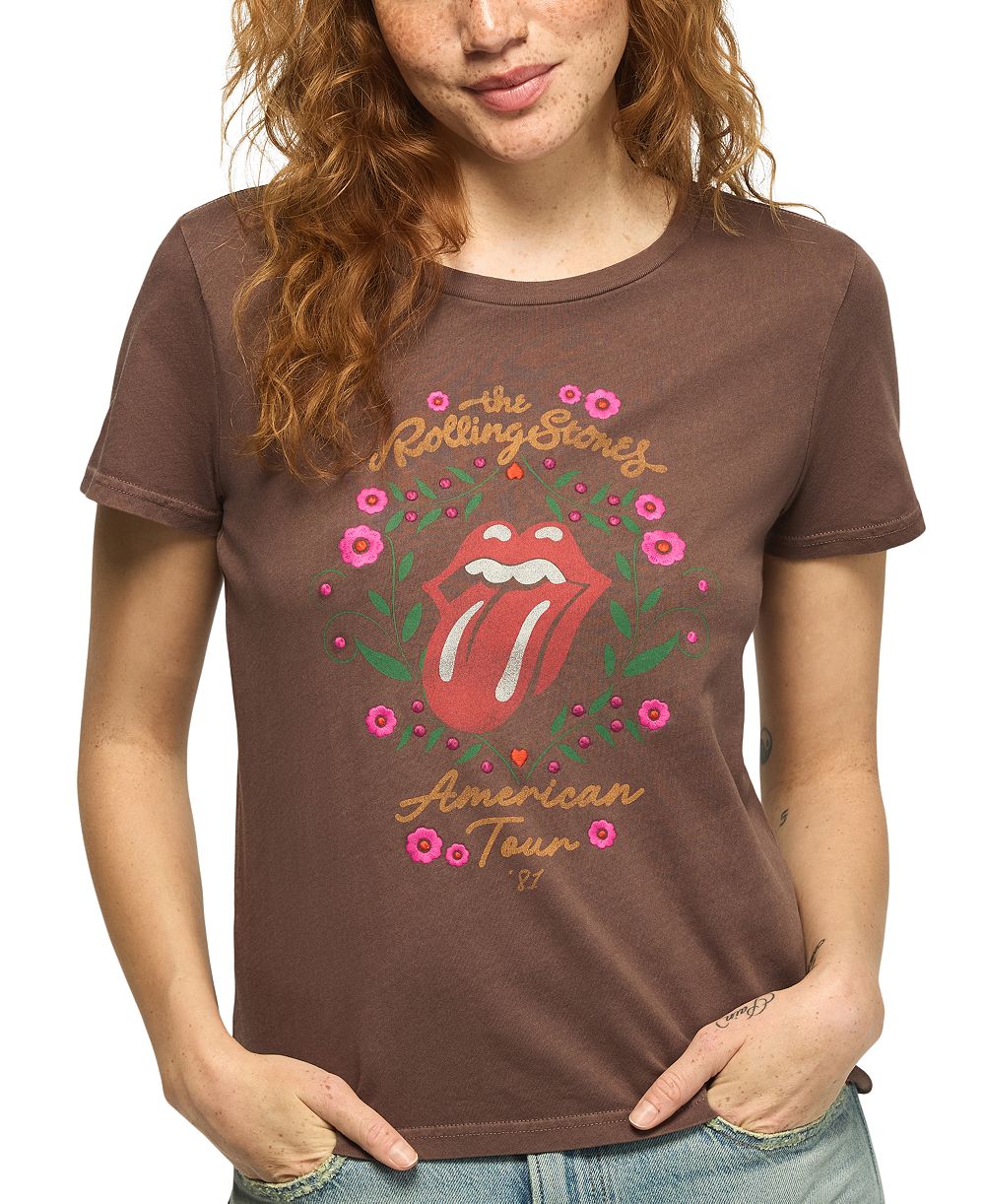 Lucky Brand женская хлопковая футболка с ретро-принтом American Tour и The Rolling Stones, классический крой