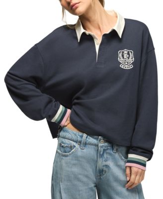 Lucky Brand Women's Long-Sleeve Striped Polo Shirt