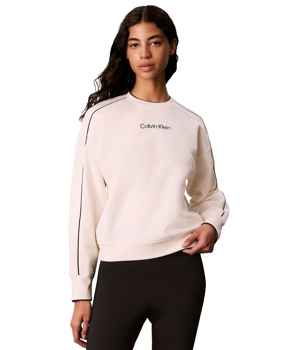 Calvin Klein Performance Women's Piped Crew Long-Sleeve Sweatshirt