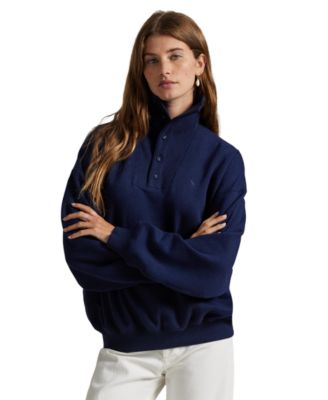 Polo Ralph Lauren Women's Arctic Ribbed Mock Neck Long-Sleeve Fleece Pullover Sweatshirt