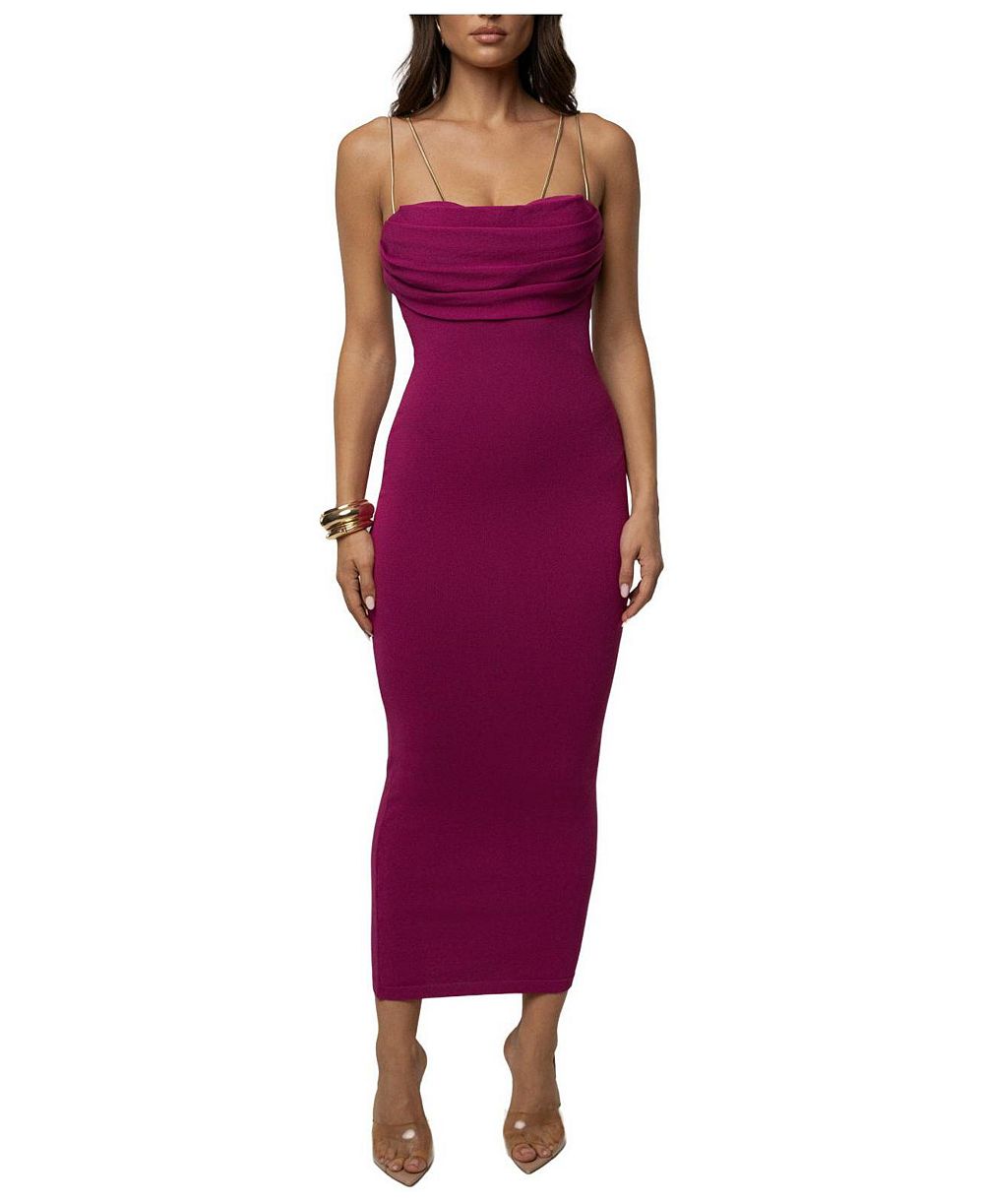 JLUXLABEL Women's La Lune Drape Cowl-Neckline Sleeveless Midi Dress