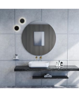 BUSDAYS 70cm Round Bathroom Mirror with Backboard Wall Mount