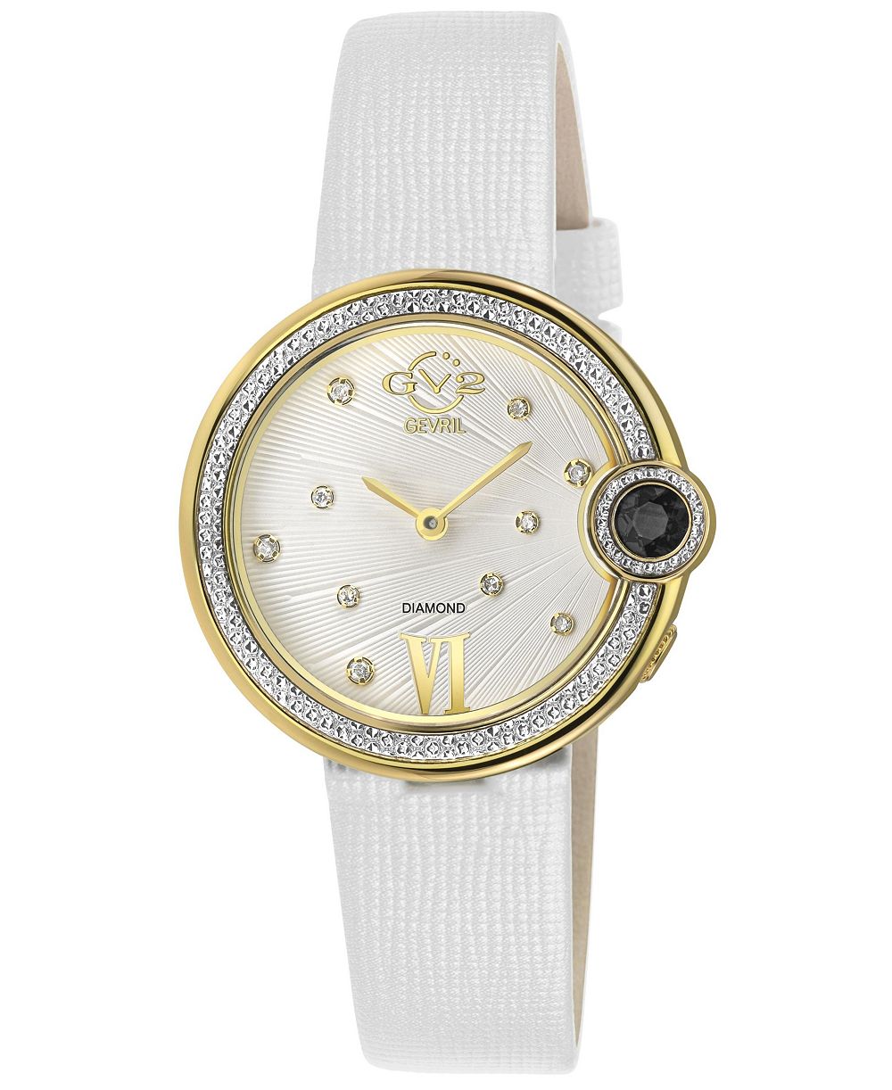 Женские часы GV2 by Gevril Perugia Swiss Quartz Italian Leather Strap Diamond