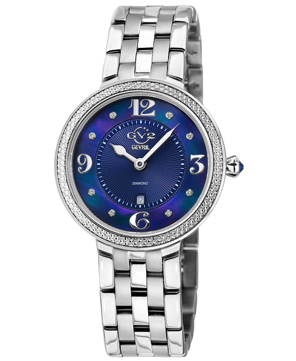 GV2 by Gevril Women's Verona Swiss Quartz Silver Stainless Steel Bracelet Diamond Watch