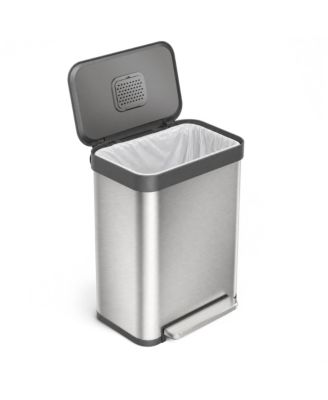 Home Zone Living 13 Gallon Stainless Steel Kitchen Trash Can with Soft-Close Step Pedal Lid