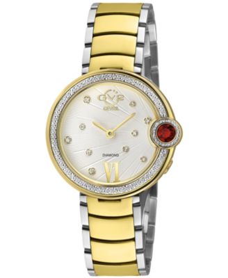 Женские часы GV2 by Gevril Perugia Swiss Quartz, двухцветные, из нержавеющей стали с бриллиантами