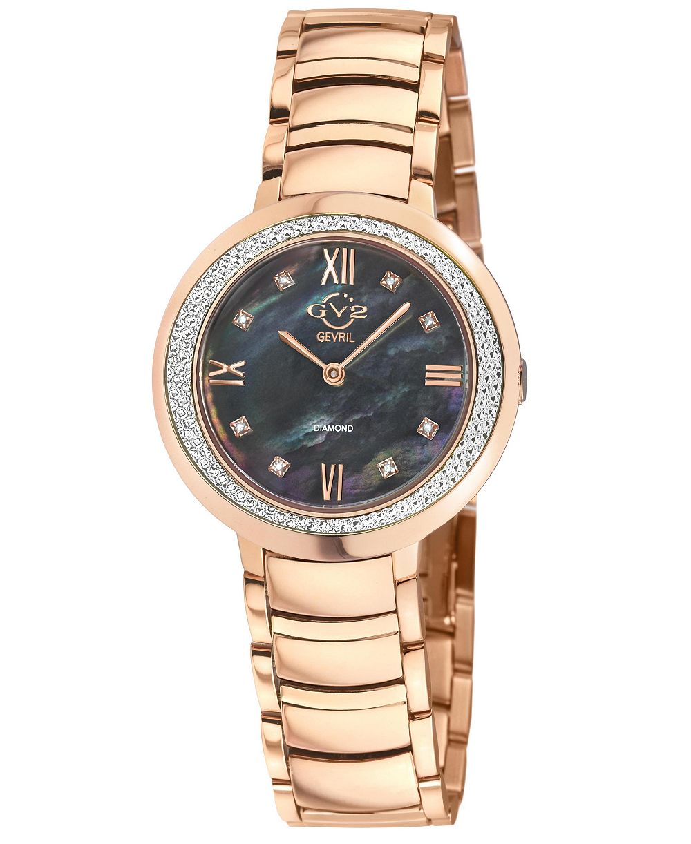 GV2 by Gevril Women's Amalfi Swiss Quartz IP Stainless Steel Bracelet Diamond Watch
