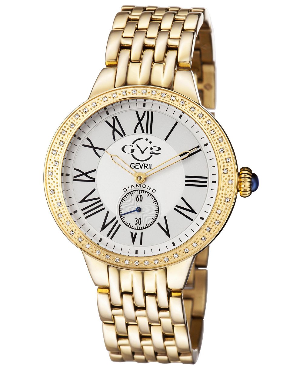 GV2 by Gevril Women's Astor Swiss Quartz IP Stainless Steel Bracelet Diamond Watch