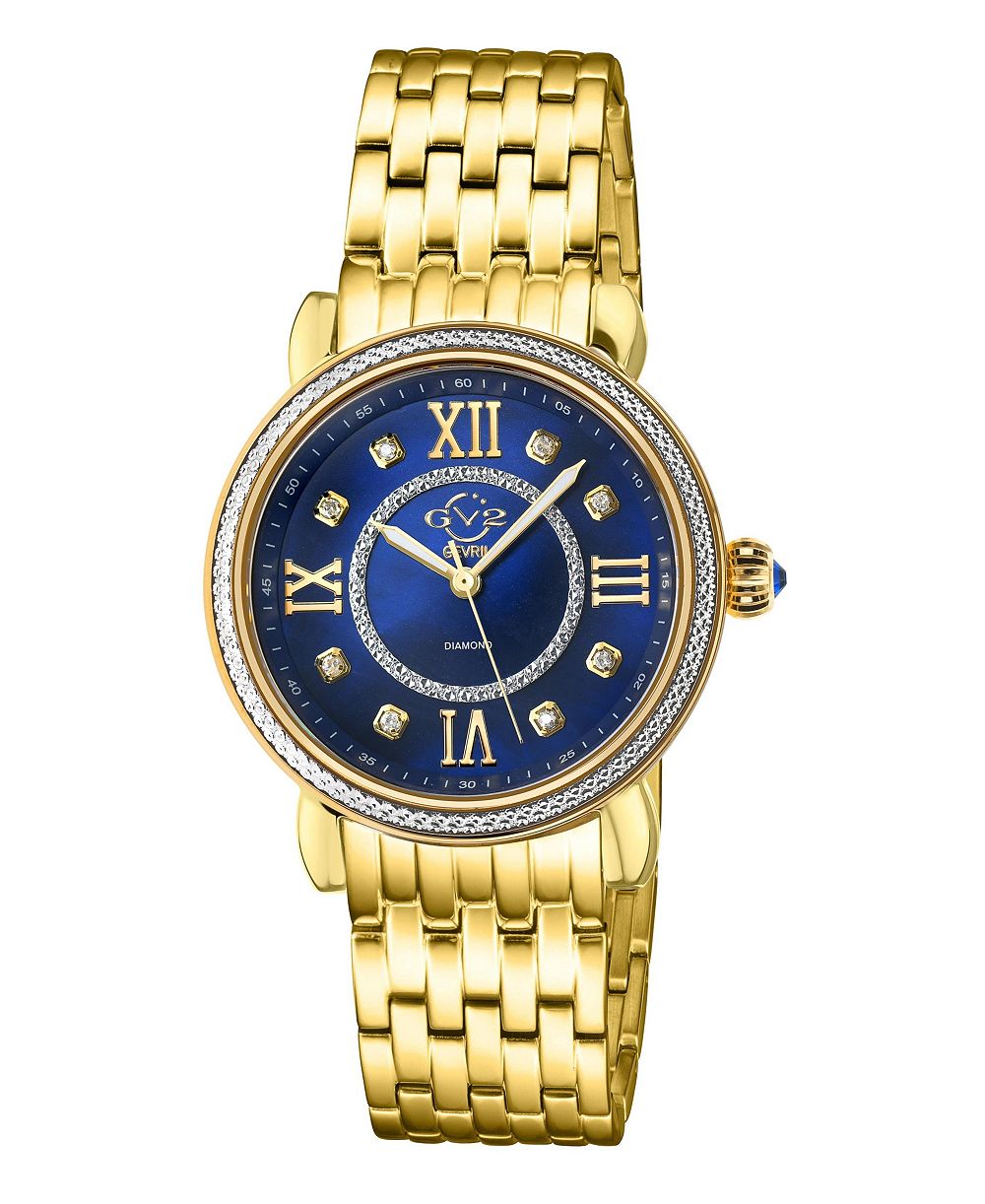 GV2 by Gevril Women's Marsala Swiss Quartz IP Stainless Steel Bracelet Diamond Watch
