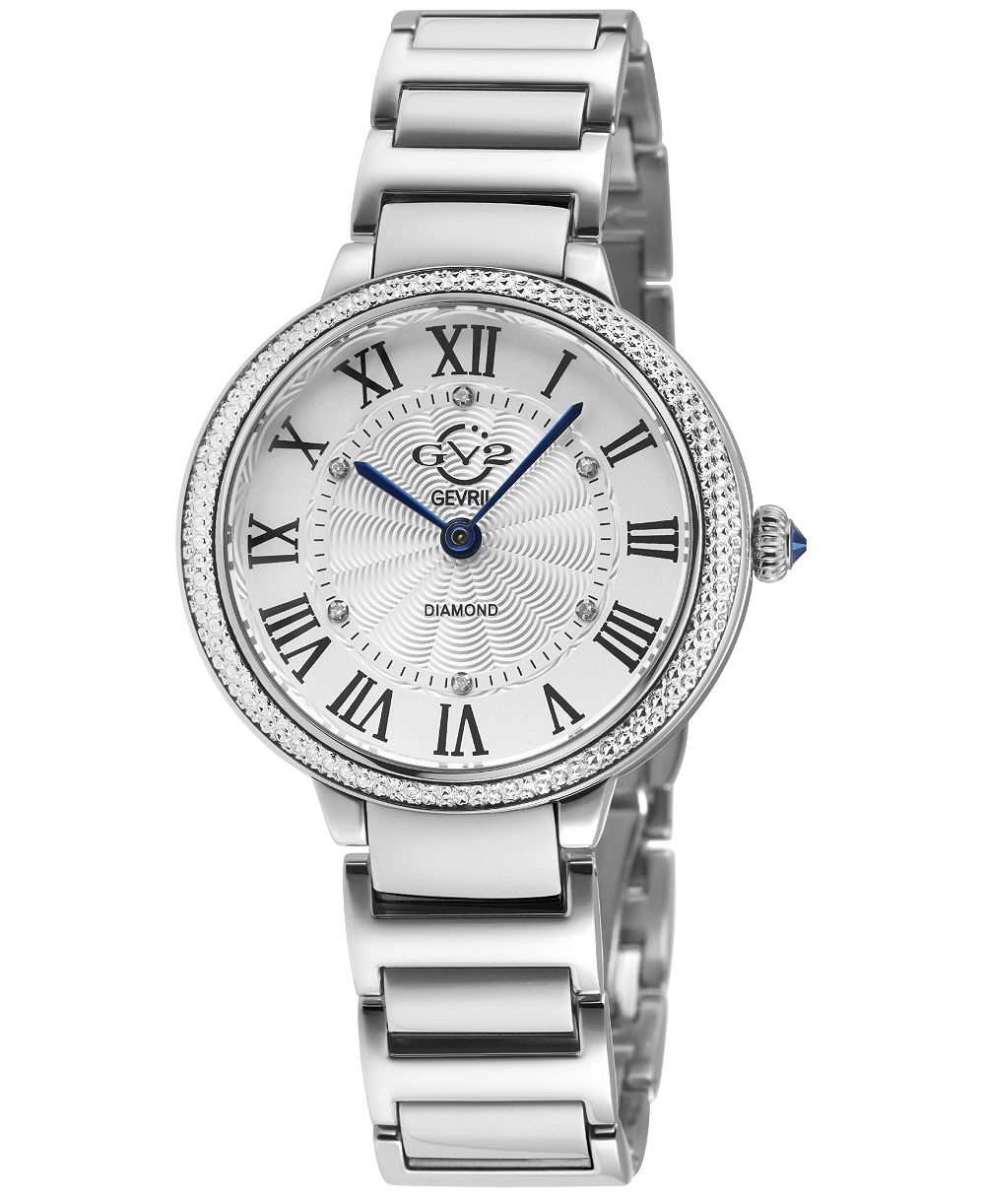GV2 by Gevril Женские серебряные часы Rome Brillante Swiss Quartz с бриллиантами
