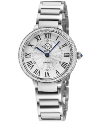 GV2 by Gevril Женские серебряные часы Rome Brillante Swiss Quartz с бриллиантами