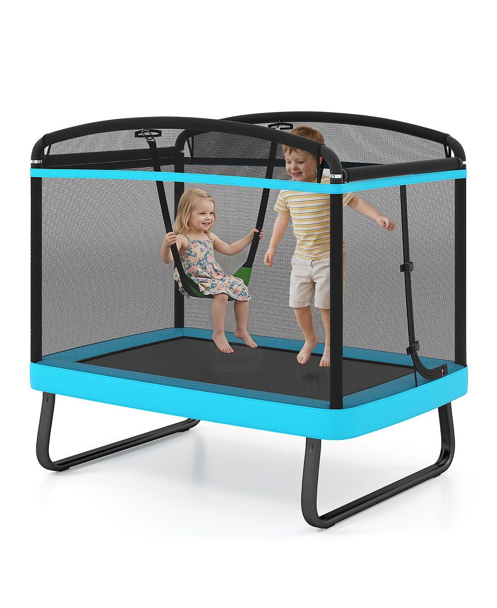 Gymax 6 Feet Kids Trampoline with Swing Safety Enclosure Net Gift for Boys Girls Age 3 Plus