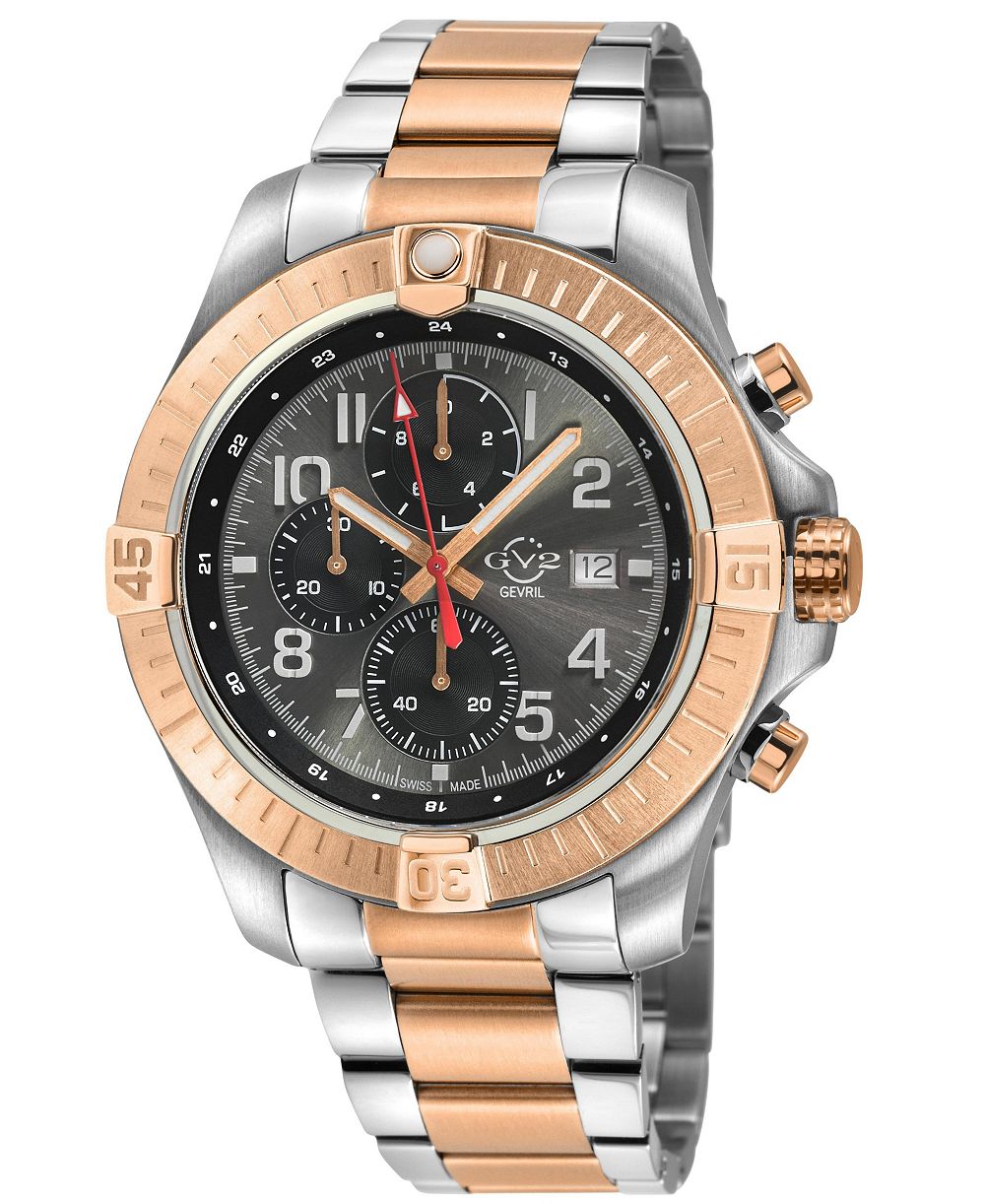 GV2 by Gevril Мужские швейцарские часы T38 Two tone Stainless Steel