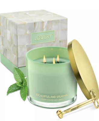 Lovery Eucalyptus and Spearmint Home Candle Gift Set and Wax Trimmer, 2-Pisces. Soy Candles