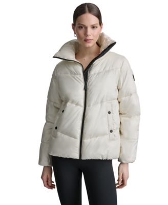 Женская стеганая пуховая куртка DKNY Sport с водоотталкивающим покрытием и увеличенным воротником