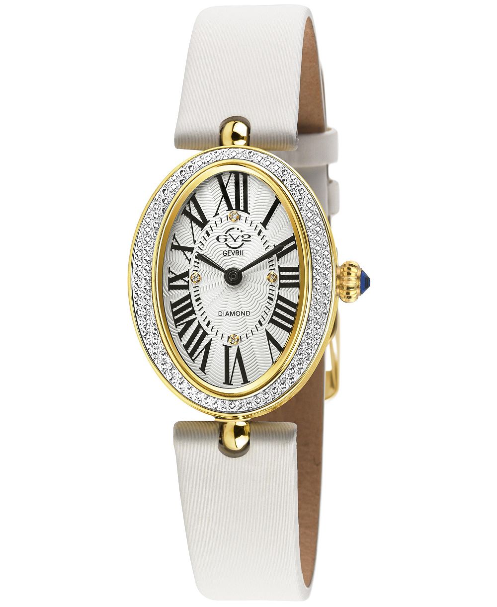 GV2 by Gevril Women's Piazza Navona Swiss Quartz Italian Leather Strap Diamond Watch