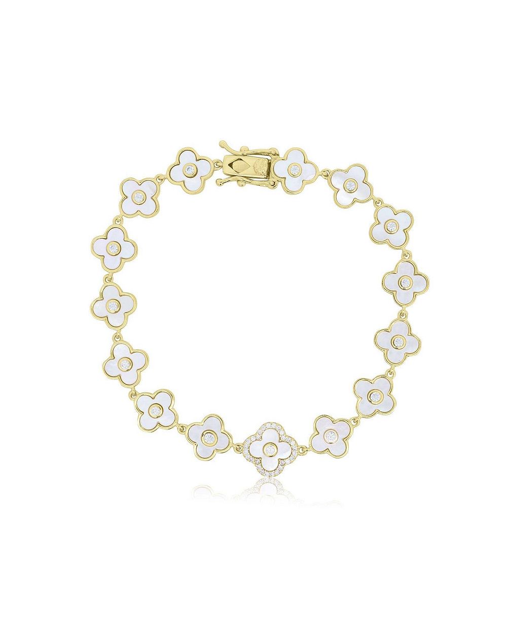 Браслет The Lovery Mother of Pearl CZ Clover 14K Gold-Plated Sterling Silver