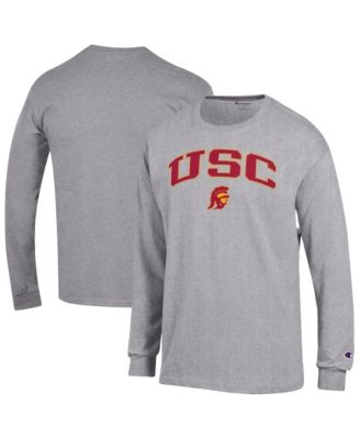 Champion Мужская футболка с длинным рукавом Heather Gray USC Trojans Arch Over Logo