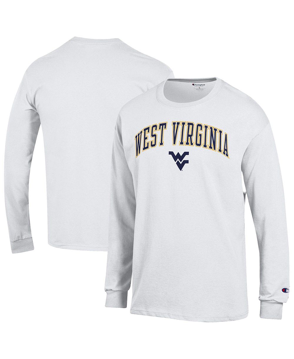 Мужская футболка Champion White West Virginia Mountaineers Arch Over Logo с длинным рукавом
