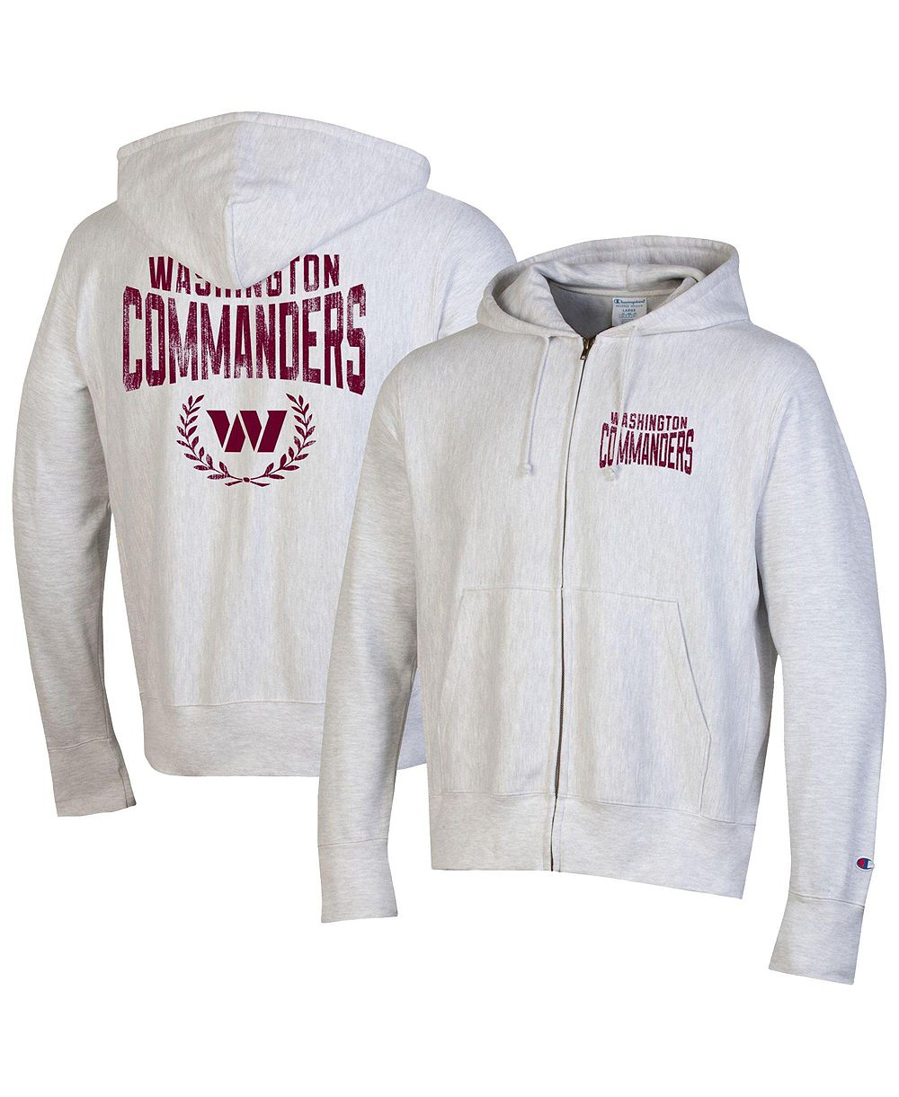 Champion Men's Heather Gray Washington Commanders Reverse Weave Full-Zip Hoodie