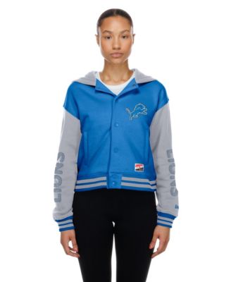 New Era Women's Blue Detroit Lions Throwback Full-Snap Hooded Jacket
