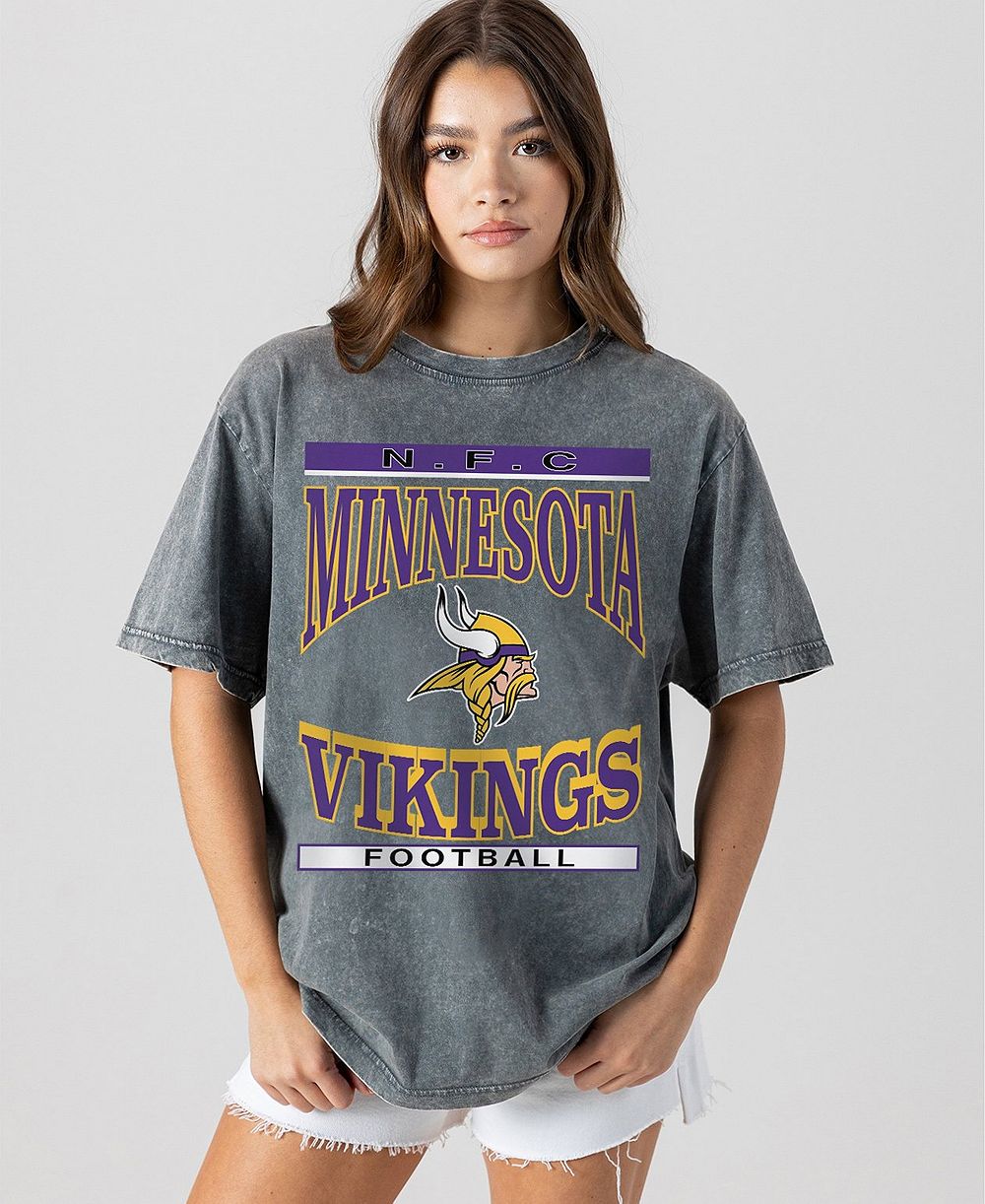 Женская футболка оверсайз с потертостями Gameday Couture с логотипом Minnesota Vikings Classic Grind