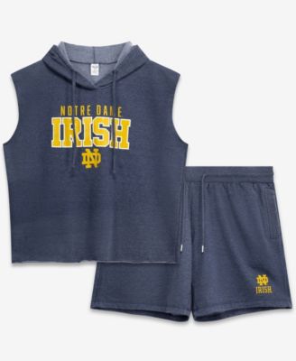 Fanatics Plus Size Notre Dame Fighting Irish Hooded Sleeveless Cotton-Blend Shorts and Sleeveless Hoodie Set