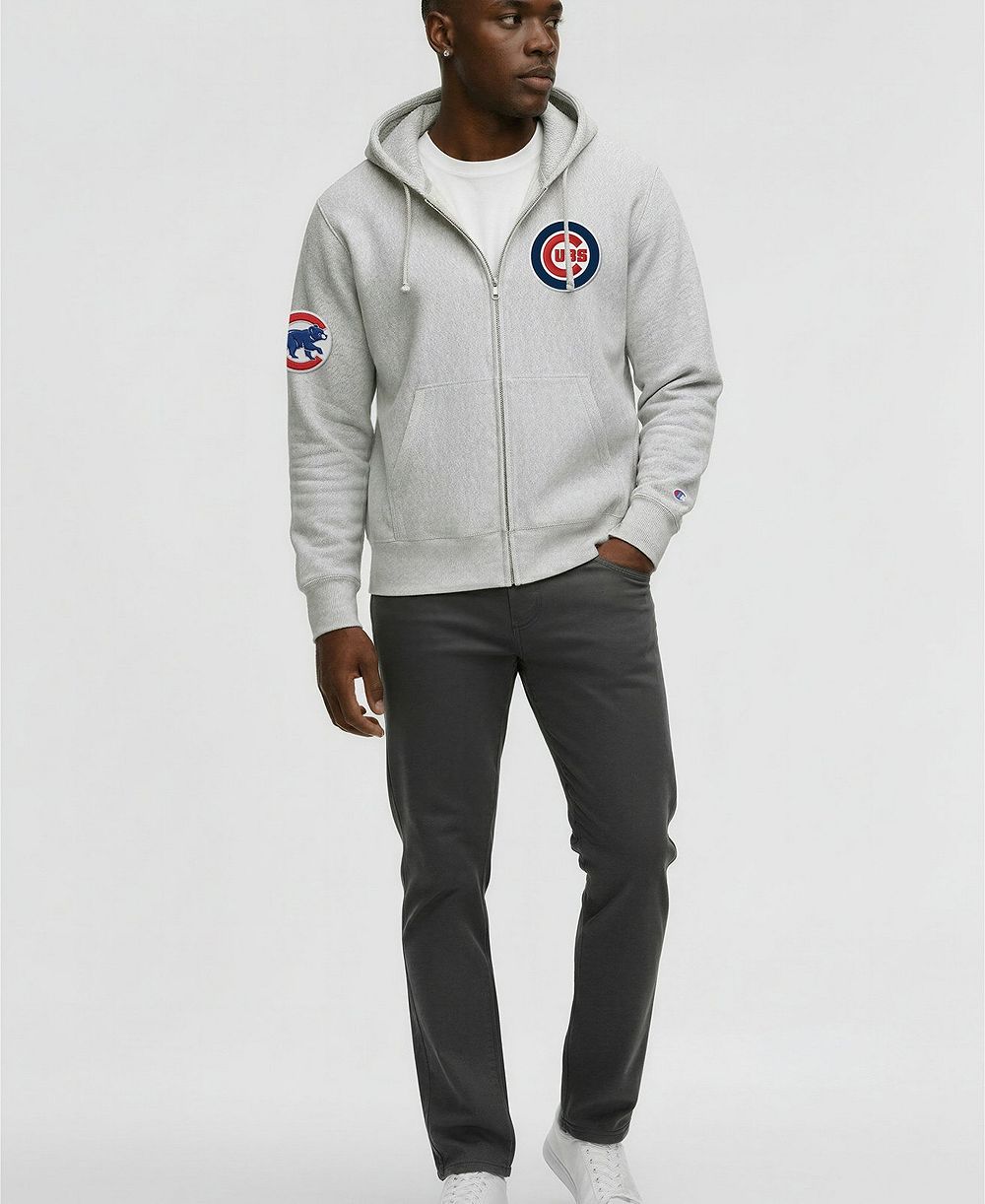 Champion Men's Chicago Cubs Reverse Weave Full-Zip Fleece Hoodie