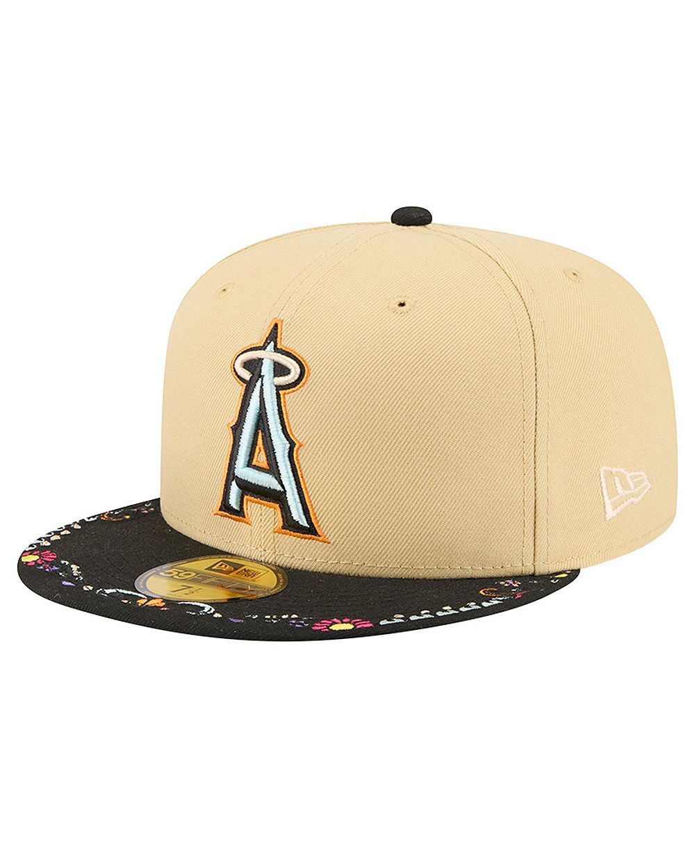 New Era мужская бейсболка 59FIFTY с вышивкой в двух тонах светло-бежевого цвета с логотипом Los Angeles Angels