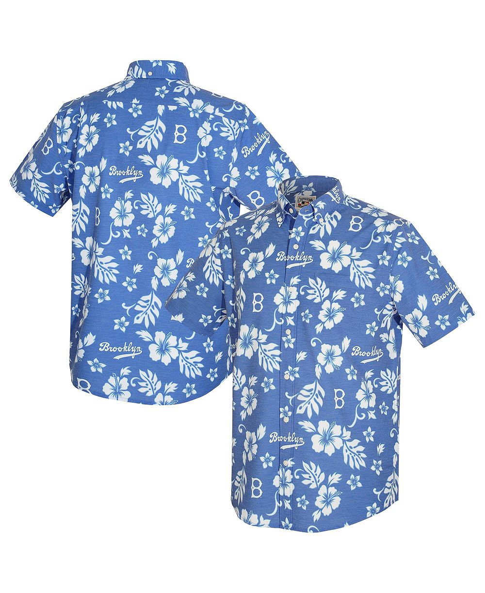 Reyn Spooner мужская рубашка с пуговицами из трикотажной смеси Blue Brooklyn Dodgers Cooperstown Kekai с воротником Пэтти Пэн