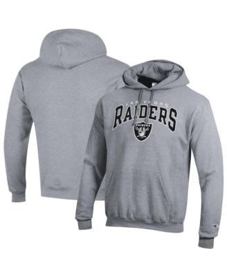 Champion Men's Las Vegas Raiders Powerblend Arch over Logo Screen Print Graphics Fleece Lining Classic Fit Hoodie