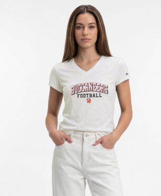 Champion Women's Tampa Bay Buccaneers Triumph Tri-Blend V-Neck Distressed Screen Print T-Shirt