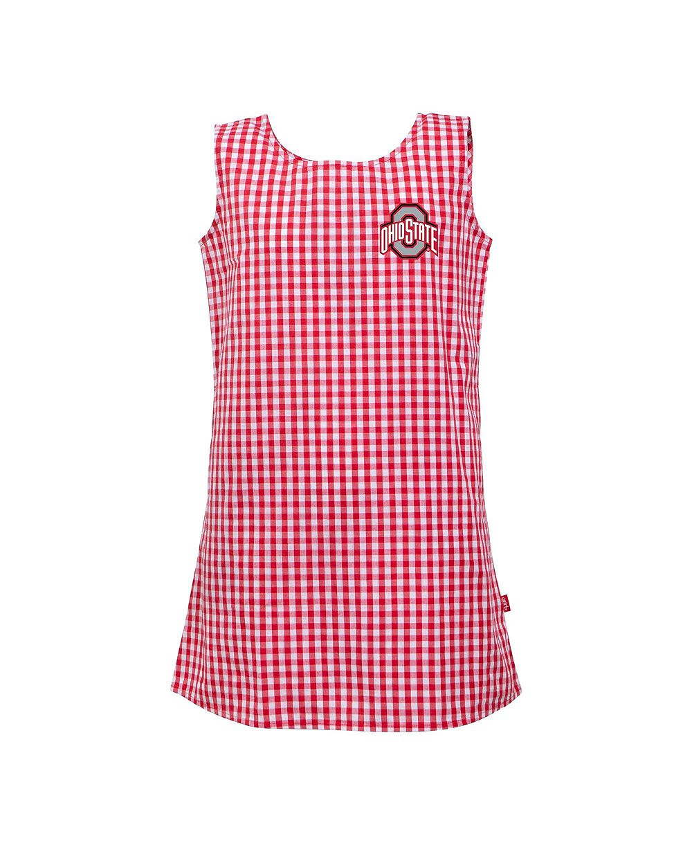 Garb Girls детское платье из клетчатой ткани Scarlet Ohio State Buckeyes для девочек-малышек
