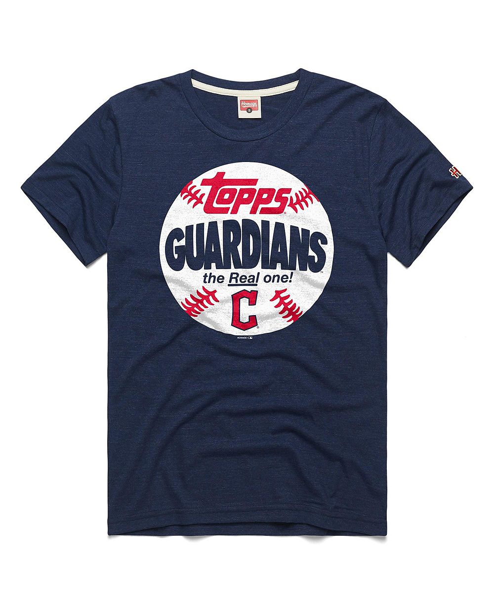 Homage Men's Cleveland Guardians MLB x Topps Baseball The Real One Tri-Blend Classic-Fit T-Shirt