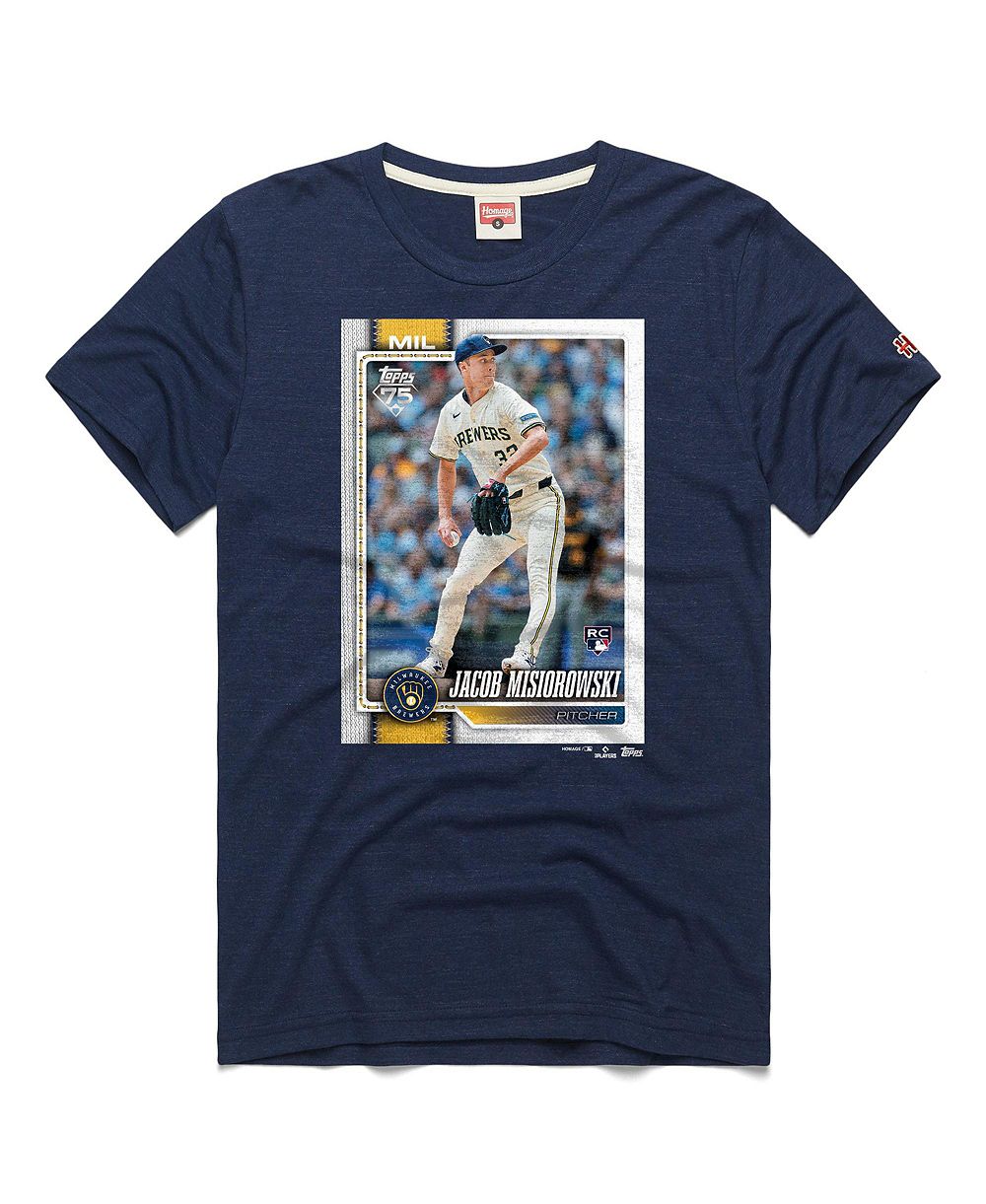 Homage Men's Jacob Misiorowski Milwaukee Brewers Topps Baseball Card Tri-Blend T-Shirt